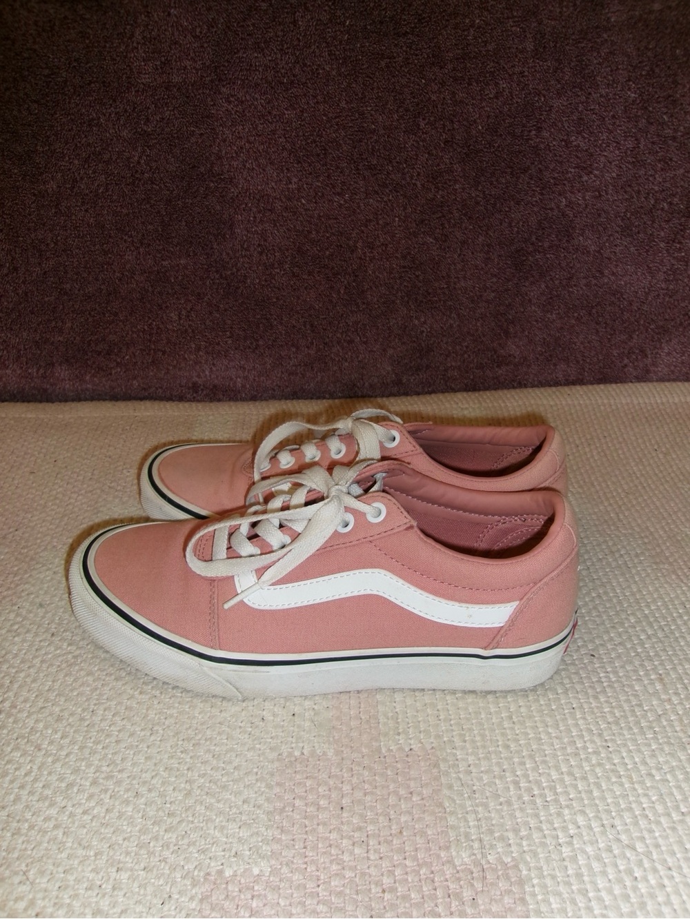 Vans Pink Low-Top Canvas Sneakers with White Side Stripe